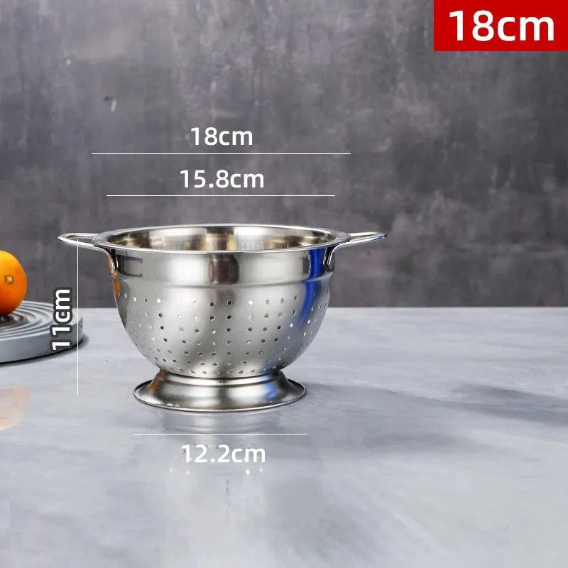 RVS Vergiet met Geklonken Handvatten 18–26 cm – Rijst, Fruit & Groenten