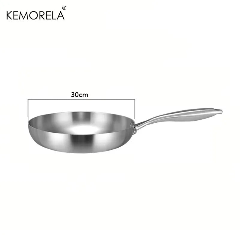 Poêle Inox 304 Non Revêtue – Steak & Cuisson Saine Gaz/Induction
