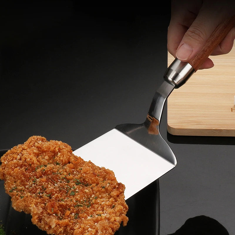Steakwender aus Edelstahl 304 mit Holzgriff – Plancha & Grill