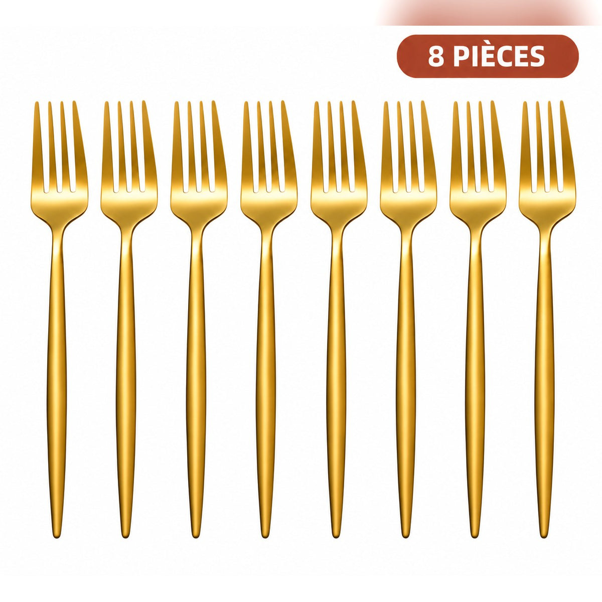 Fourchettes de table inox dorées – lot de 8