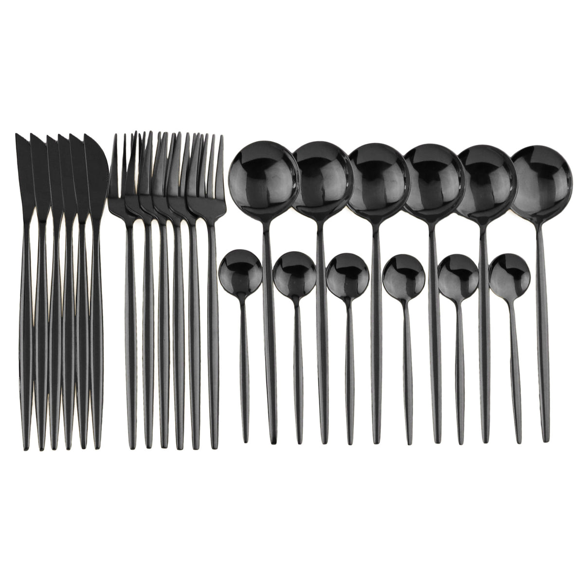 Ménagère inox noire 24 pièces