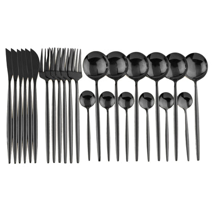 Ménagère inox noire 24 pièces