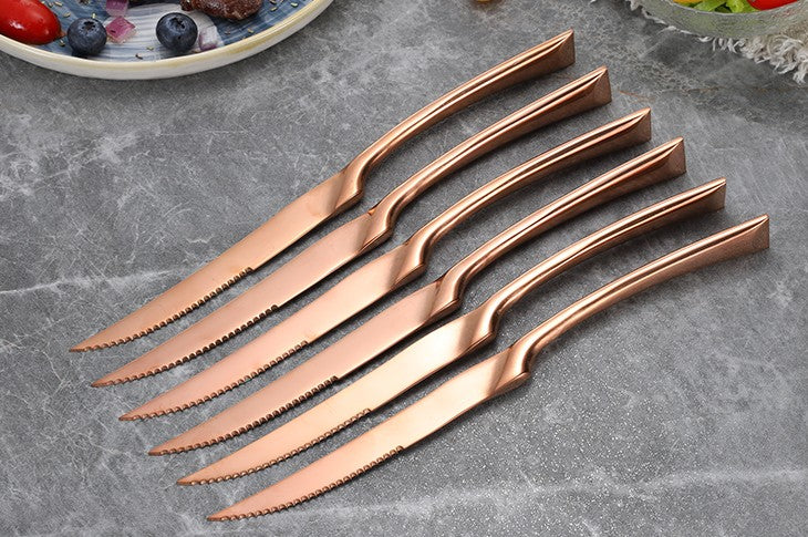 Lot de 6 couteaux à steak inox or rose