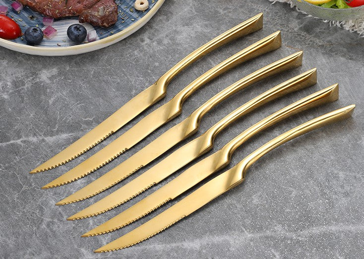 Lot de 6 couteaux à steak inox doré