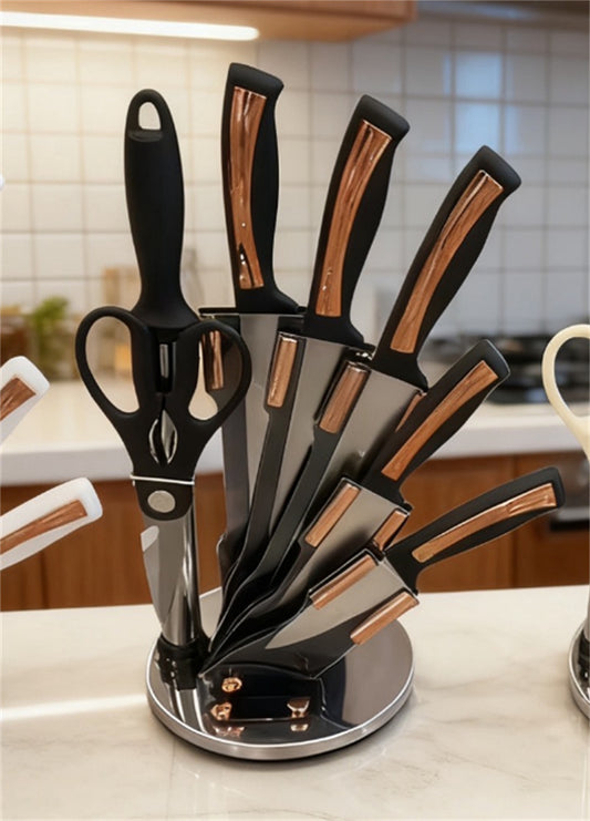 Set de couteaux sur support rotatif noir