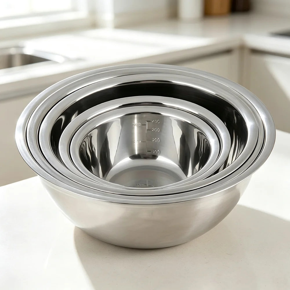 5er-Set Stapelbare Edelstahl-Rührschüsseln – Backen, Vorbereiten & Servieren