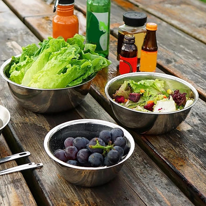 5er-Set Rutschfeste Edelstahlschüsseln mit Skala – Backen & Salat