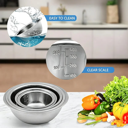 5er-Set Stapelbare Edelstahl-Rührschüsseln – Backen, Vorbereiten & Servieren