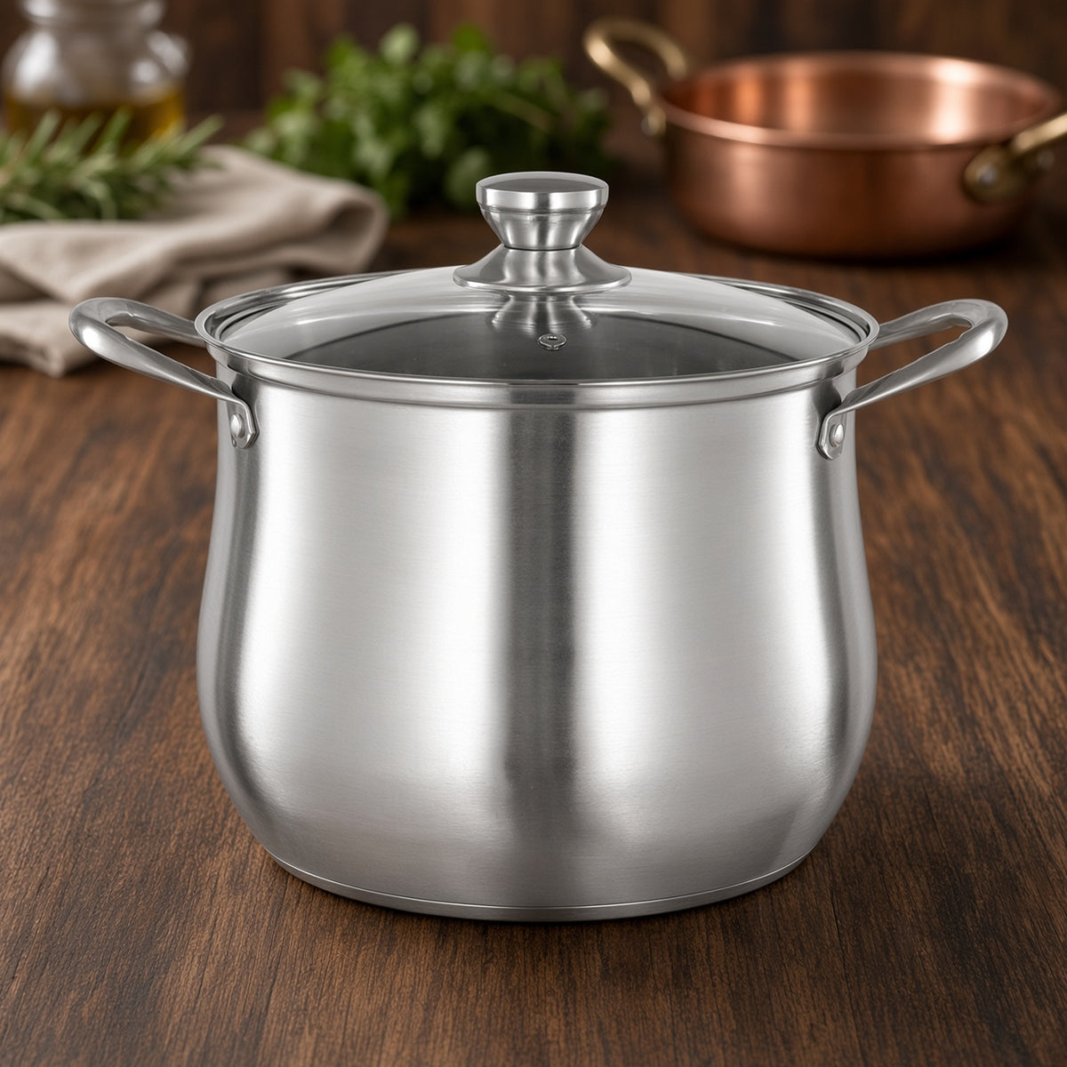 Grande marmite inox avec couvercle en verre