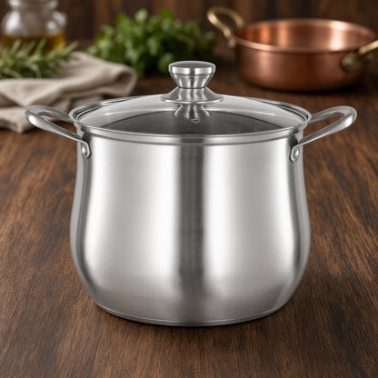 Grande marmite inox avec couvercle en verre