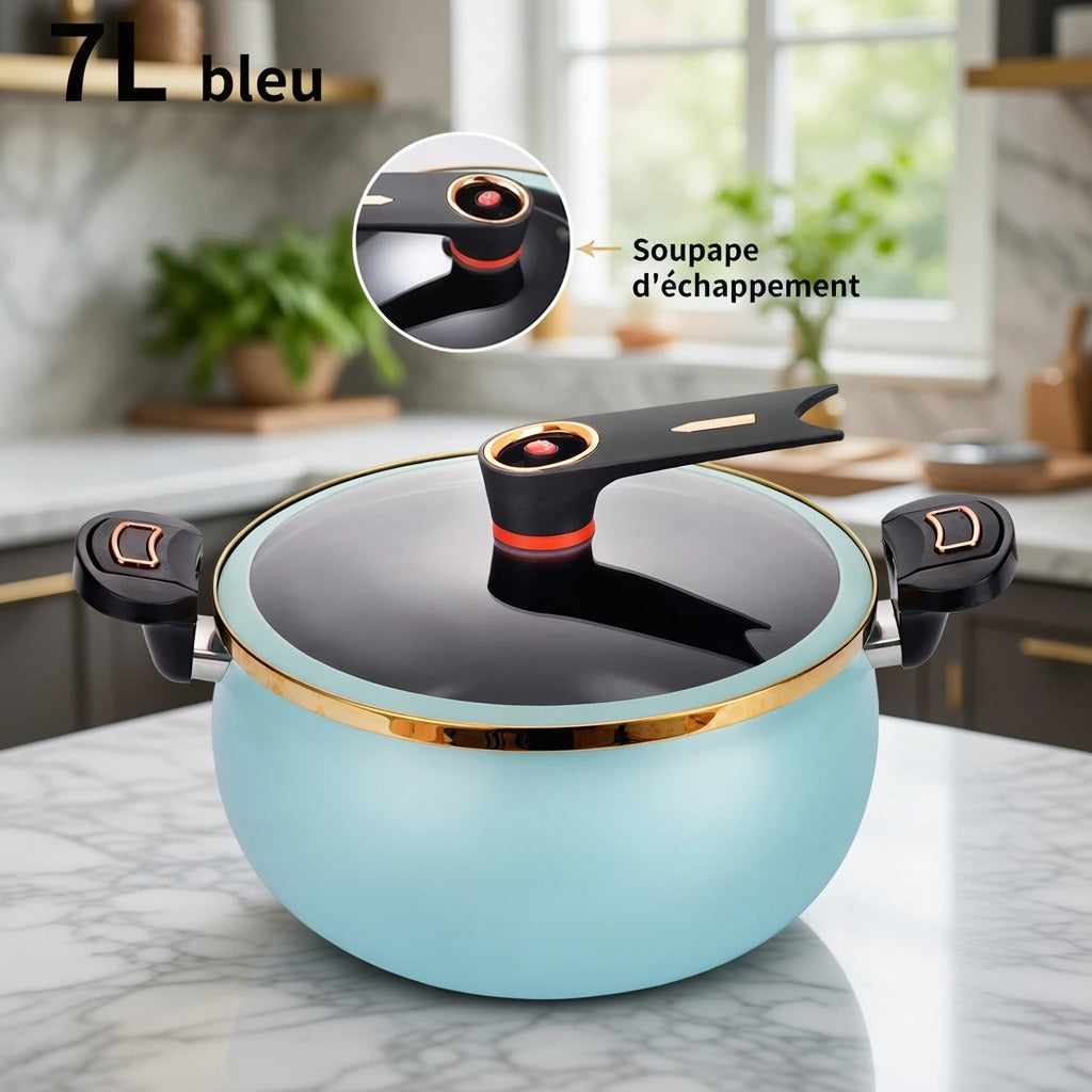 Autocuiseur 7 L bleu avec soupape d'échappement