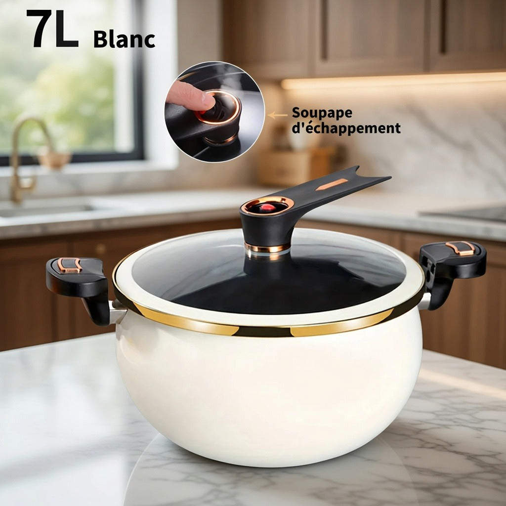Autocuiseur 7 L blanc avec soupape d'échappement
