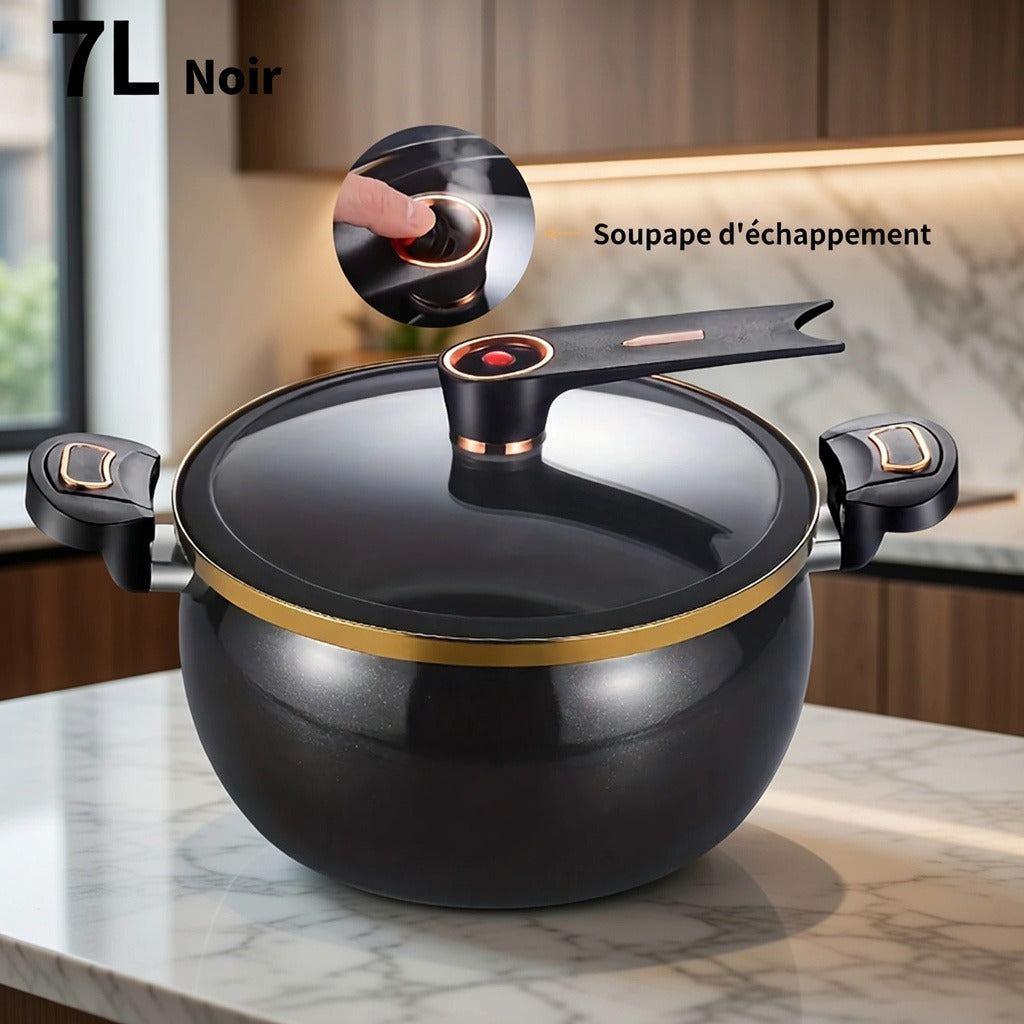 Autocuiseur 7 L noir avec soupape d'échappement
