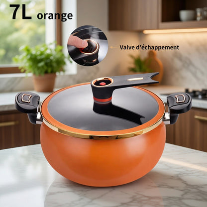 Autocuiseur 7 L orange avec soupape d'échappement