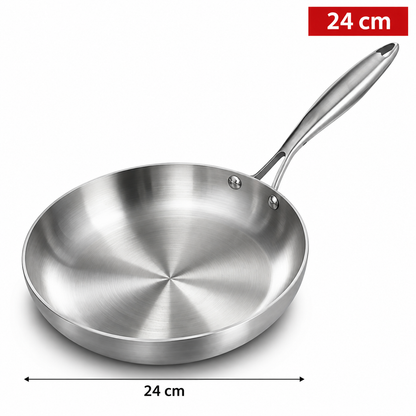 Poêle inox 304 sans revêtement 24 cm