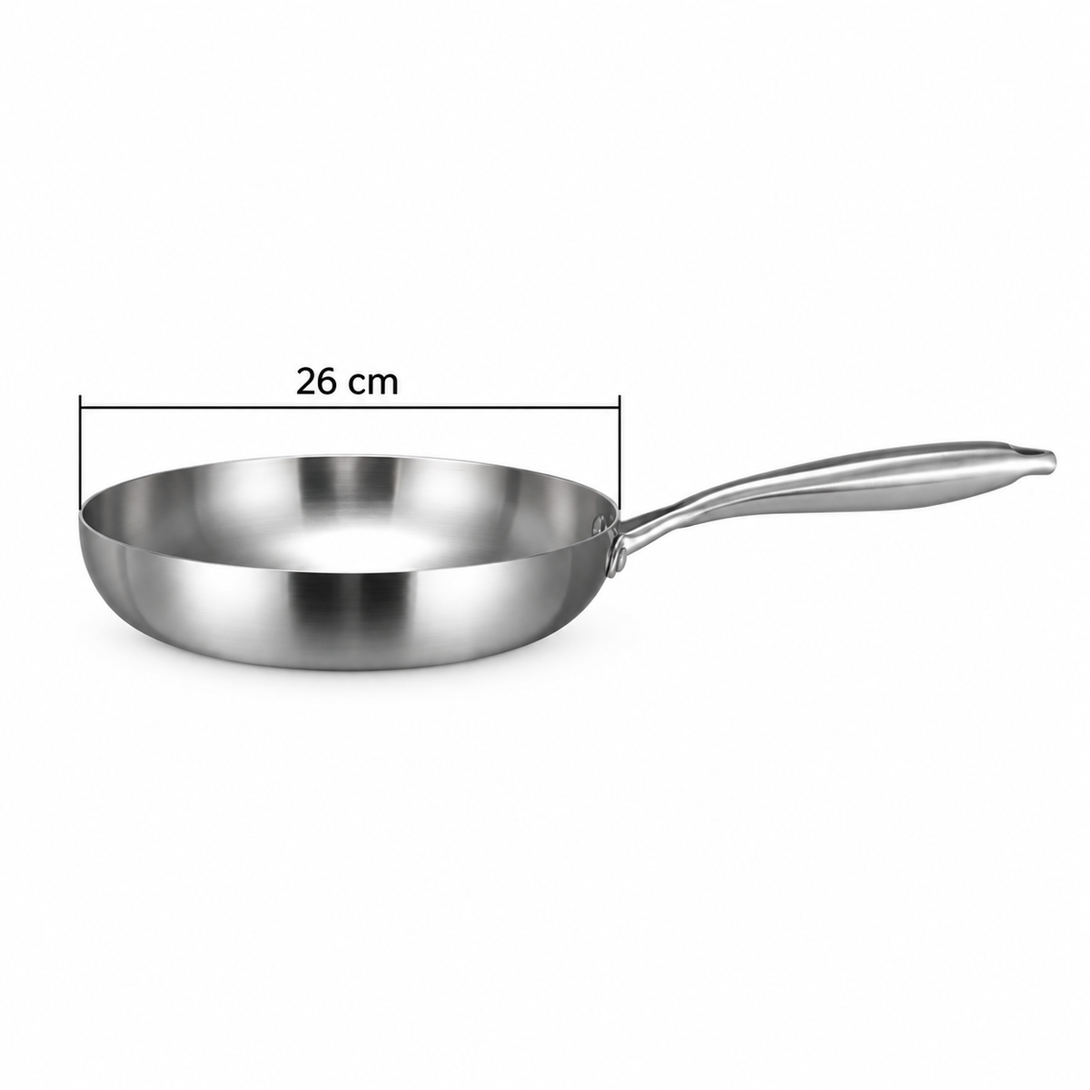 Poêle inox 304 sans revêtement 26 cm