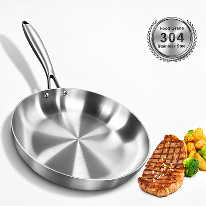 Poêle inox 304 de qualité alimentaire avec steak grillé