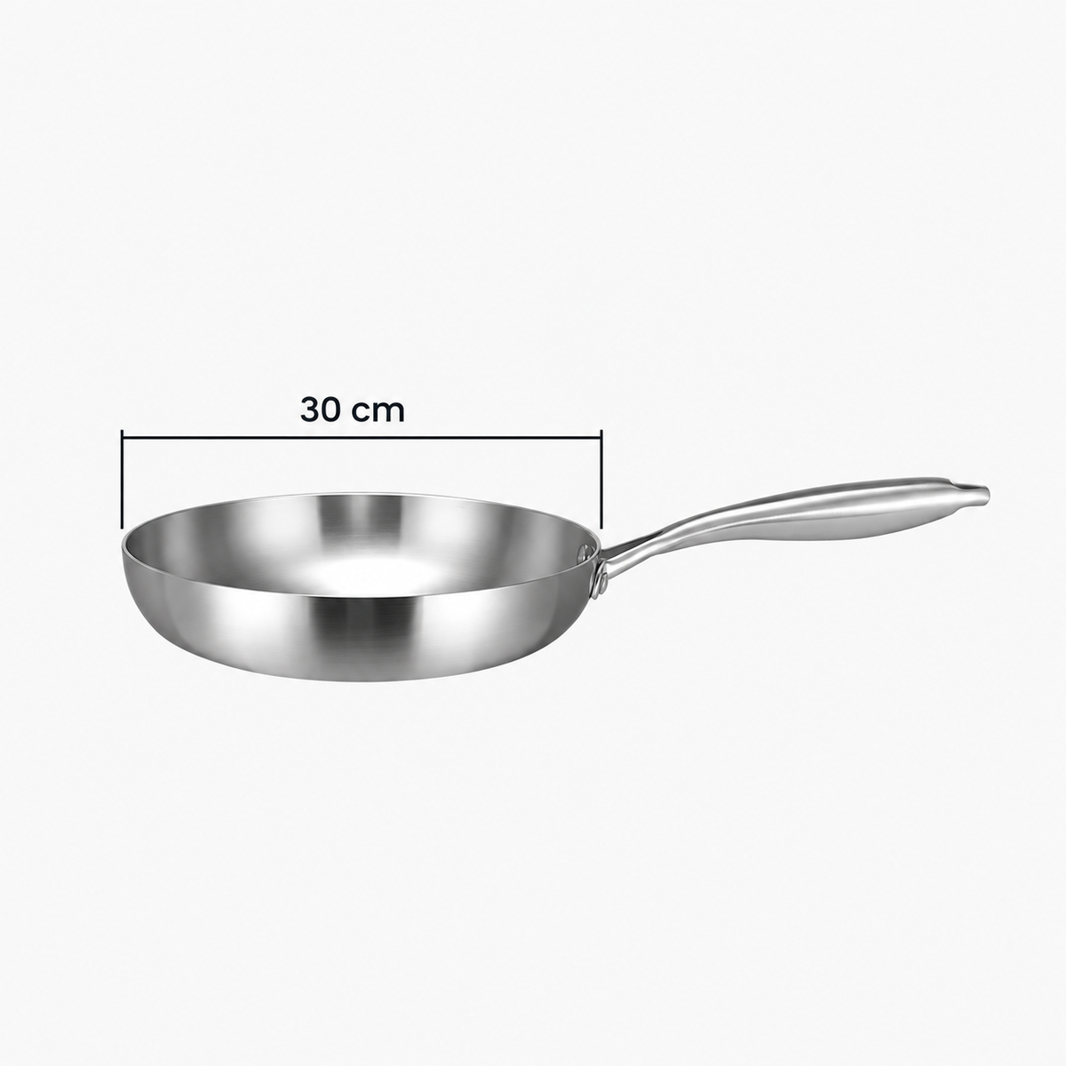 Poêle inox 304 sans revêtement 30 cm