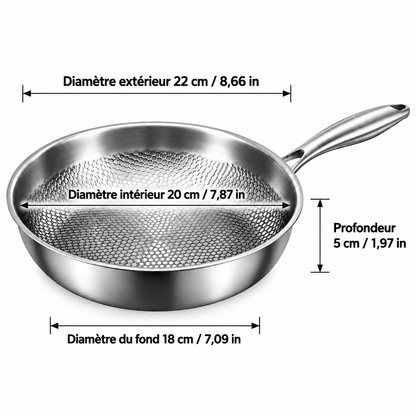 Dimensions de la poêle titane inox 22 cm