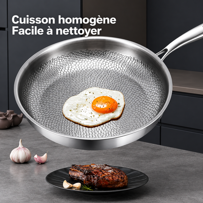 Œuf au plat dans la poêle titane inox