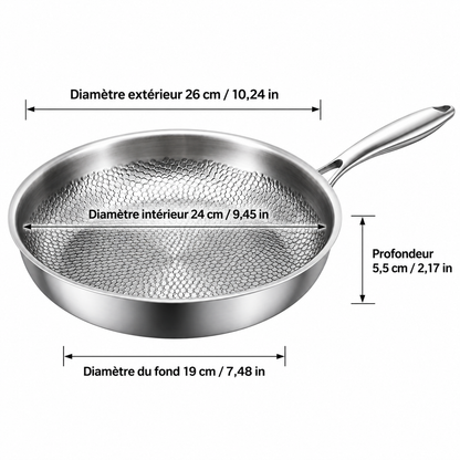Dimensions de la poêle titane inox 26 cm