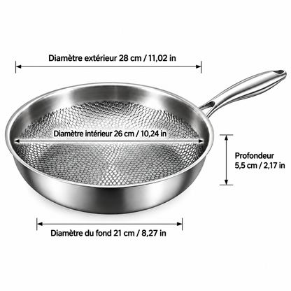 Dimensions de la poêle titane inox 28 cm