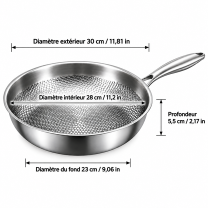 Dimensions de la poêle titane inox 30 cm