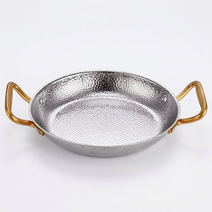 Poêle inox martelée à 2 anses dorées