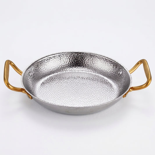 Poêle inox martelée à 2 anses dorées