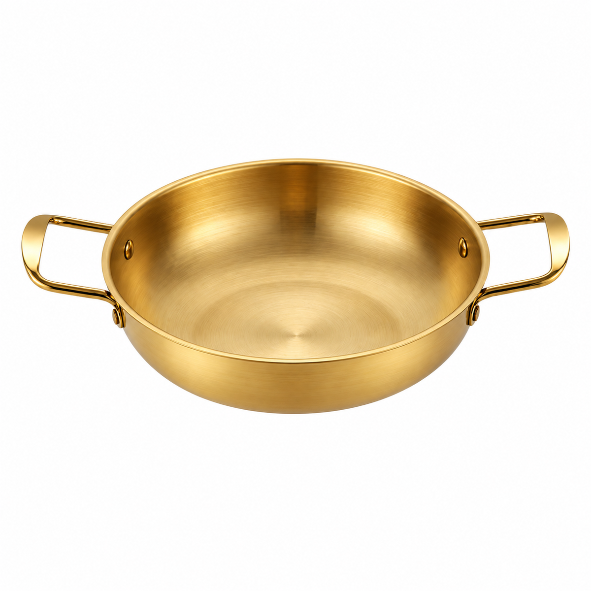 Poêle à paella inox dorée à 2 anses
