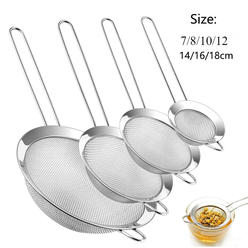 Feines Edelstahlsieb 7 bis 18 cm – Mehl, Öl & Puderzucker