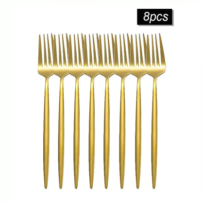 Goldene Edelstahl-Tafelgabeln – 8er-, 12er- oder 16er-Set