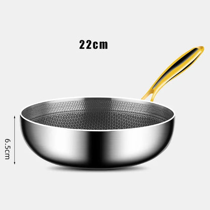 Wok Inox 316 Nid d'Abeille – Antiadhésif Steak & Induction