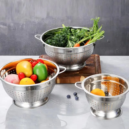 RVS Vergiet met Geklonken Handvatten 18–26 cm – Rijst, Fruit & Groenten