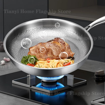 Poêle Titane Inox 22-30 cm – Antiadhésive Gaz & Induction