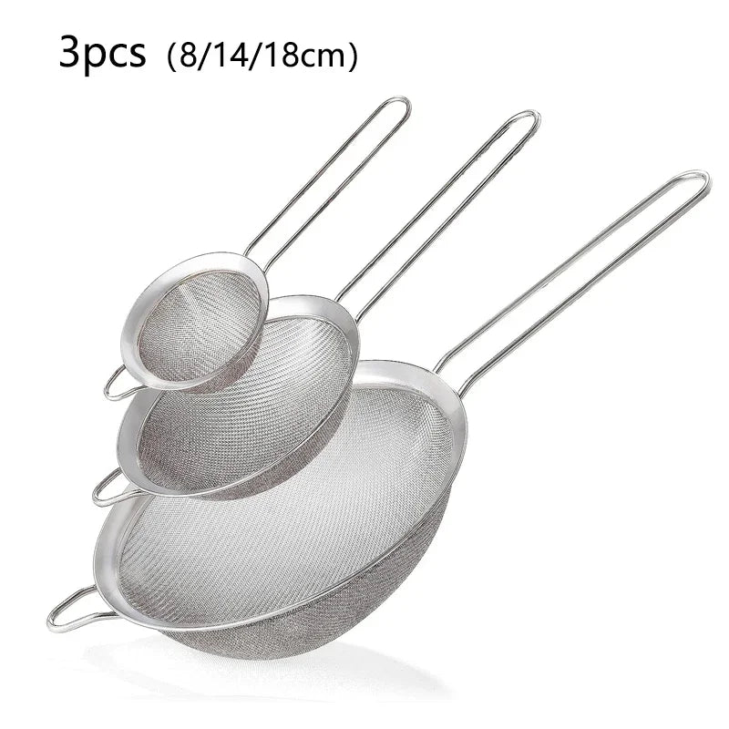 Feines Edelstahlsieb 7 bis 18 cm – Mehl, Öl & Puderzucker