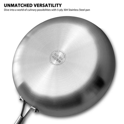 Poêle Inox 304 Non Revêtue – Steak & Cuisson Saine Gaz/Induction
