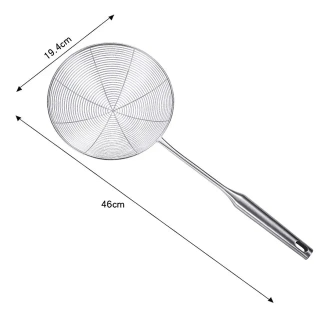 Edelstahl-304-Spinnenschaumlöffel mit Spiralgitter – 13 bis 19 cm