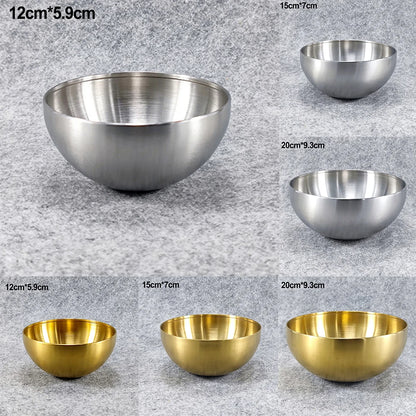 Goldene oder Silberne Schüssel aus Edelstahl 304 – Salat, Ramen & Obst, 12–20 cm