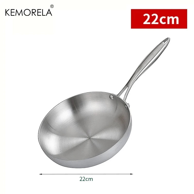 Poêle Inox 304 Non Revêtue – Steak & Cuisson Saine Gaz/Induction