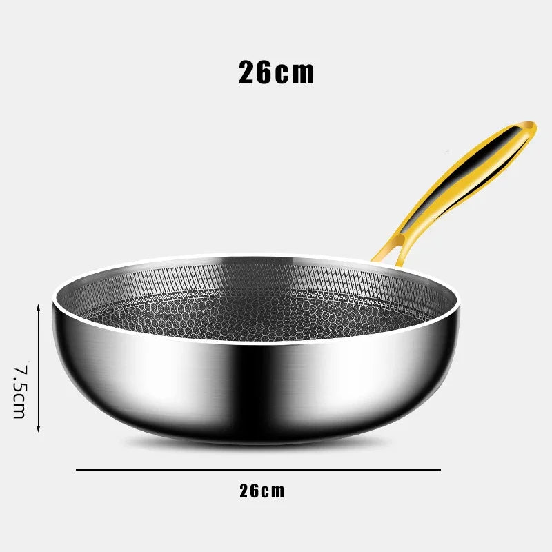 Wok Inox 316 Nid d'Abeille – Antiadhésif Steak & Induction