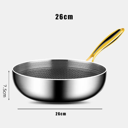 Wok Inox 316 Nid d'Abeille – Antiadhésif Steak & Induction