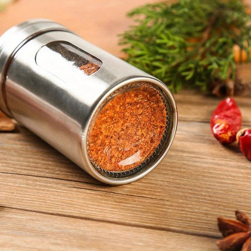 Strooier van Glas & RVS – Zout, Peper & BBQ-Kruiden