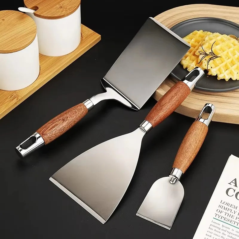 Plancha-Spachtel aus Edelstahl mit Eckigem Kopf – Burger, Crêpes & Schaber