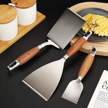Plancha-Spachtel aus Edelstahl mit Eckigem Kopf – Burger, Crêpes & Schaber