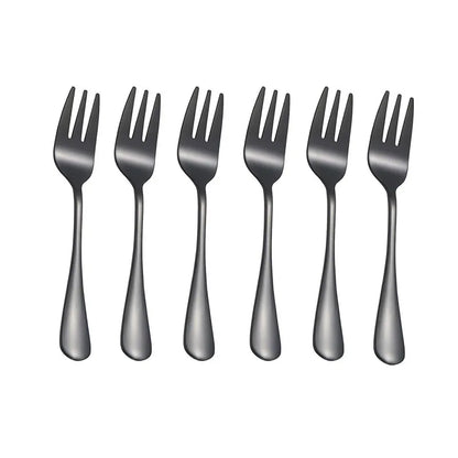 6er-Set Edelstahl-Dessertgabeln – Gold, Schwarz, Silber oder Regenbogen