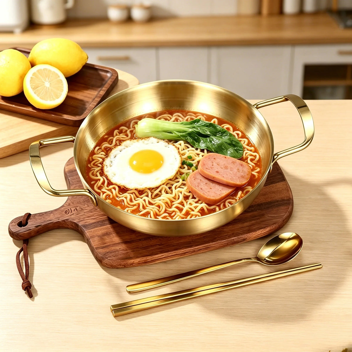 Casserole Ramen Coréenne Dorée – Style Restaurant, Induction
