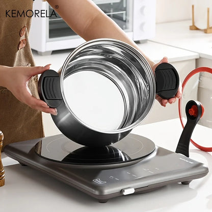 Faitout Inox Ventre Large avec Couvercle Verre – Soupe Induction