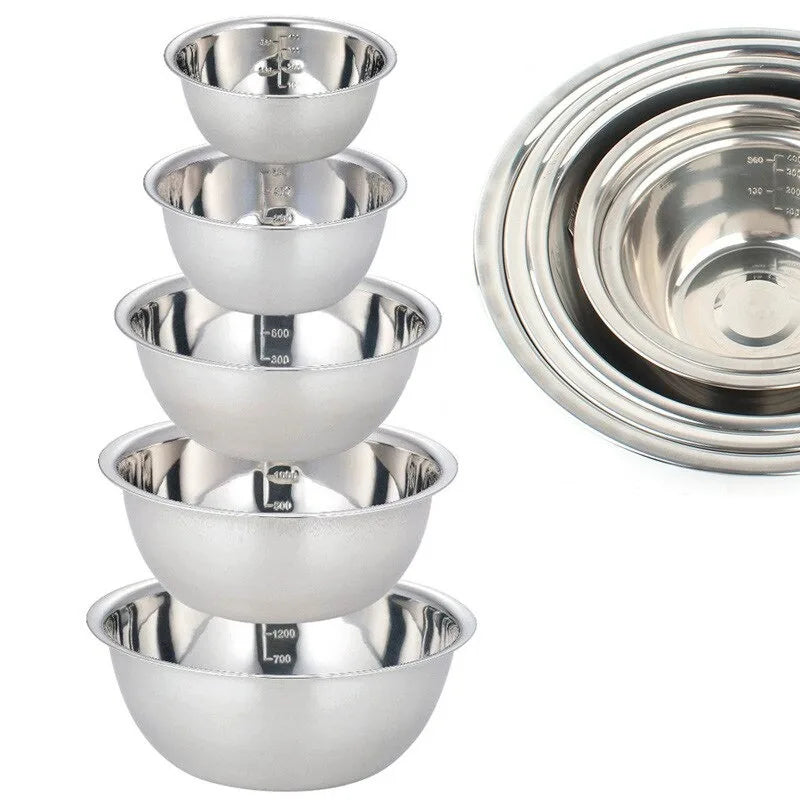 Set van 5 Stapelbare RVS Mengkommen – 14 tot 24 cm