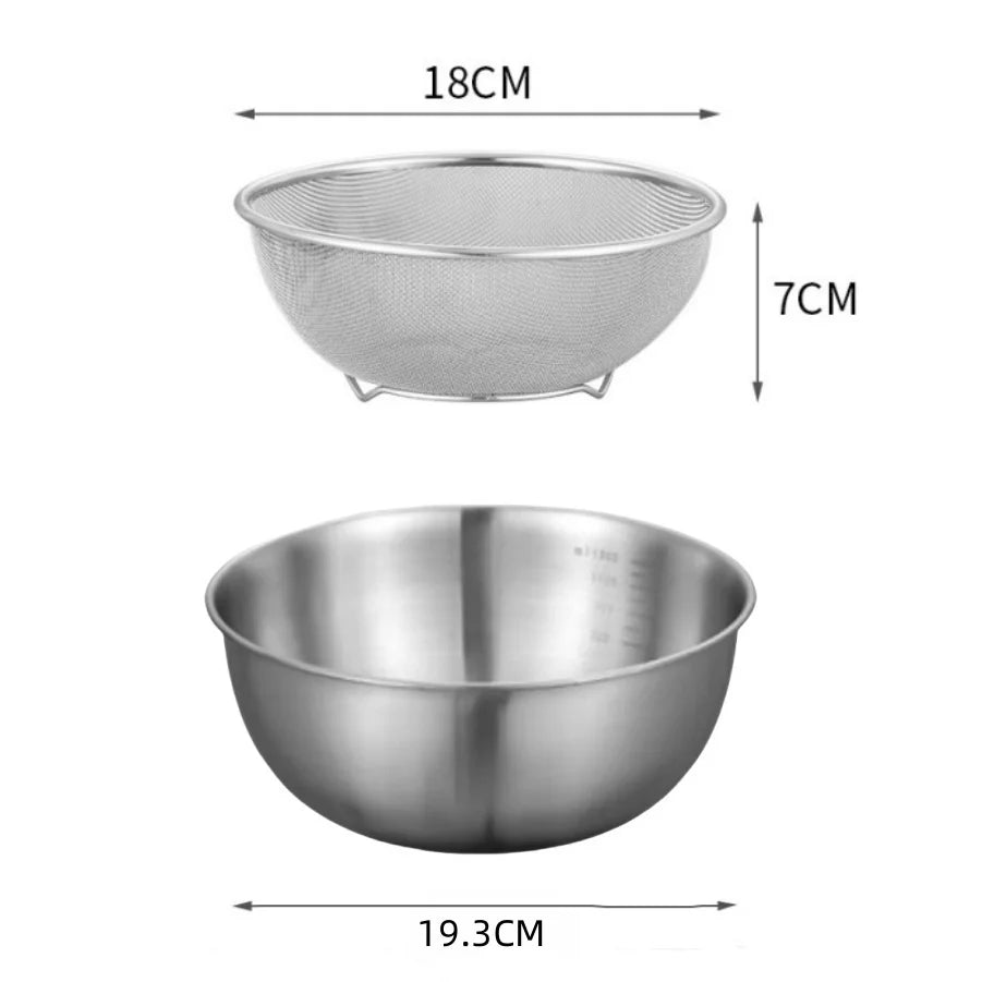 Edelstahl-Rührschüsseln mit Skala – Einzeln oder 3er-Set, Backen